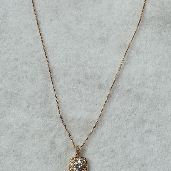 NADRI- Yellow- Gold Chain CZ Square Pendant - Picture 8 of 8